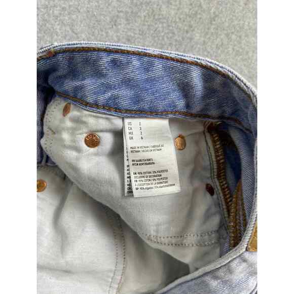 Women's American Eagle Denim Cutoff Skirt Size‎ 2 Light Wash - Picture 4 of 6